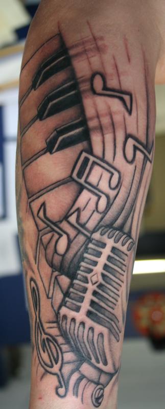 microphone music notes tattoo