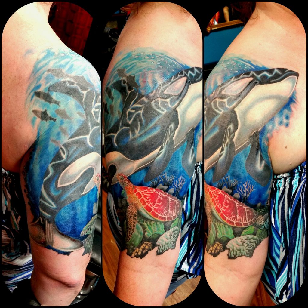 Ocean Scene Cover Up Tattoo - Headless Hands Custom Tattoos