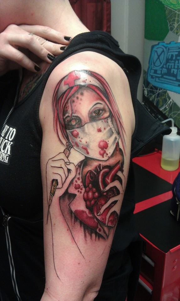Tattoos by Alan Aldred : Tattoos : Movie Horror Vampire : Horror Portrait  Leg Sleeve Tattoo